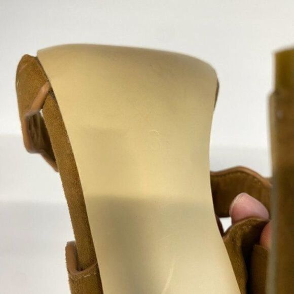 Size 6 FSJ Women Hot Open Toe Strappy Heeled Sandals Suede Dress Shoe for Party - Picture 6 of 6